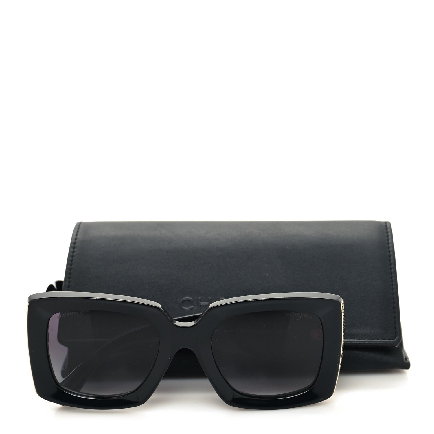 Chanel Acetate Rectangle Sunglasses 5435 Black 10 of 10