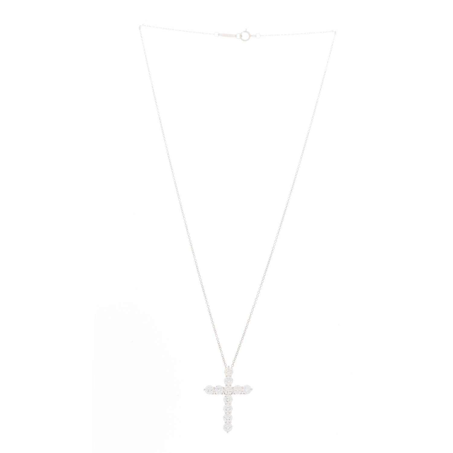 Tiffany Platinum Diamond Large Cross Pendant Necklace 1843047