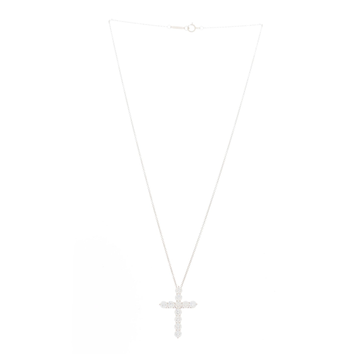 Platinum Diamond Large Cross Pendant Necklace