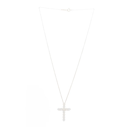 Tiffany Platinum Diamond Large Cross Pendant Necklace 3 of 6
