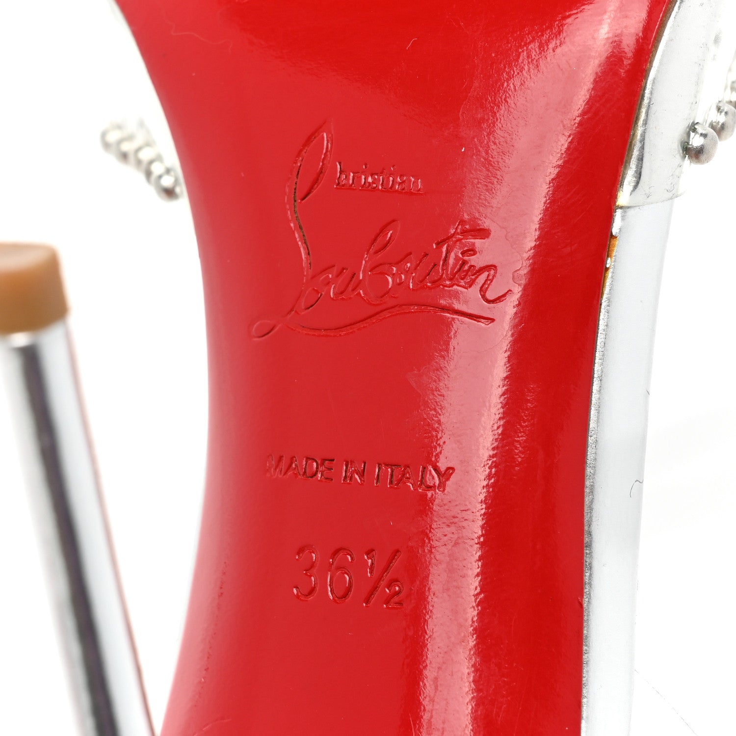 Christian Louboutin PVC Specchio Calfskin Icone A Clous 100 Sandals 36.5 Version Silver 6 of 10