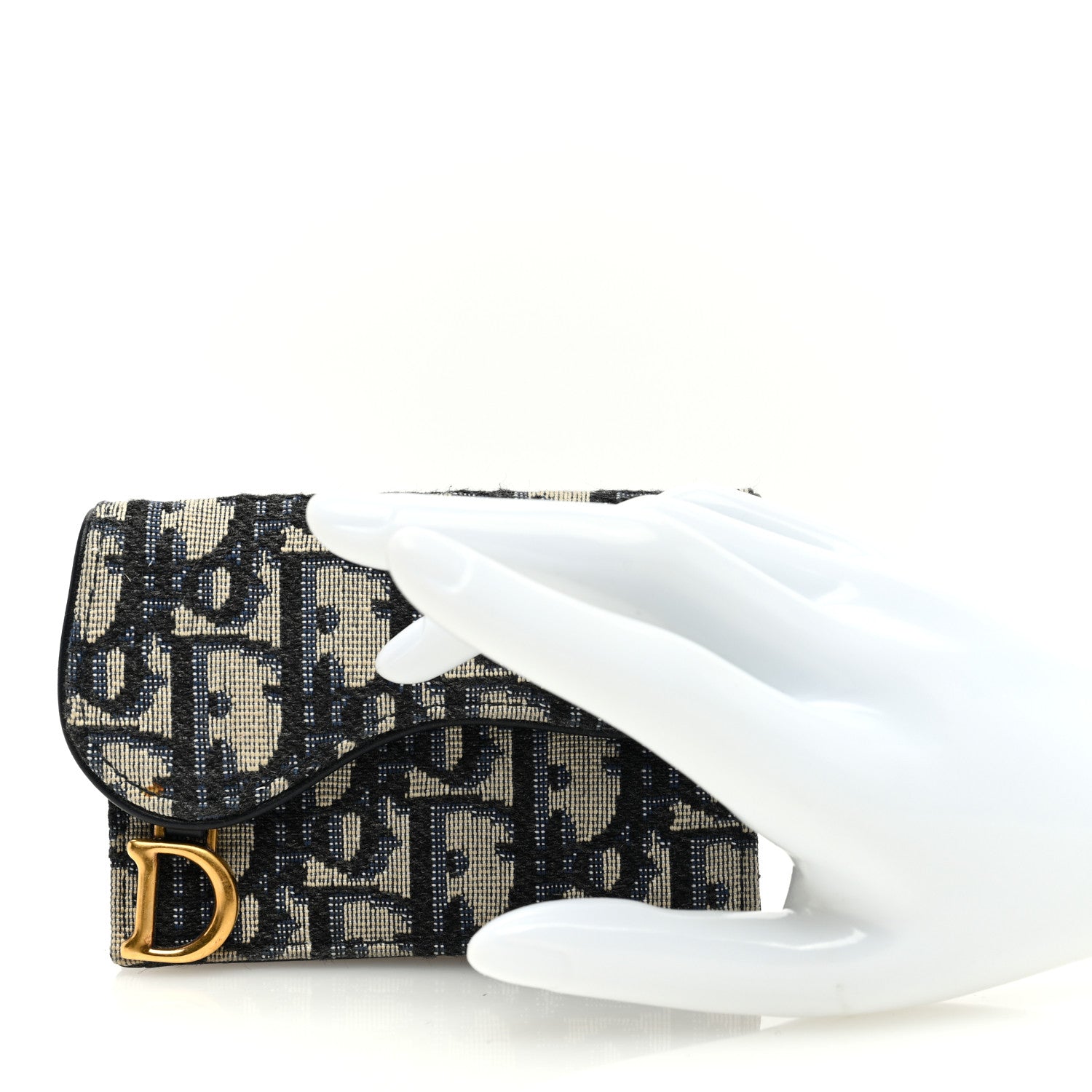 Christian Dior Oblique Saddle Card Holder Blue 2 of 6