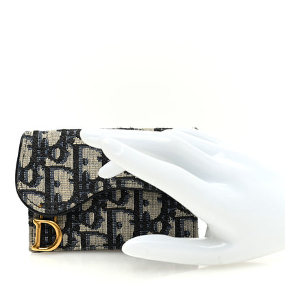 Christian Dior Oblique Saddle Card Holder Blue 2 of 6