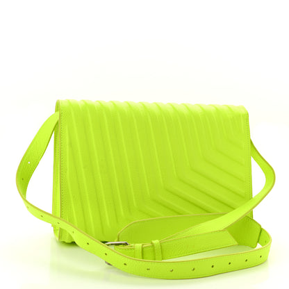 Balenciaga Grained Calfskin Embossed Car Flap Bag Fluo Yellow 3 of 9