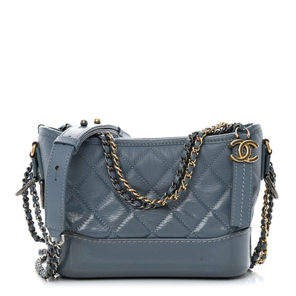 Chanel Patent Goatskin Quilted Small Gabrielle Hobo Blue 1 of 10