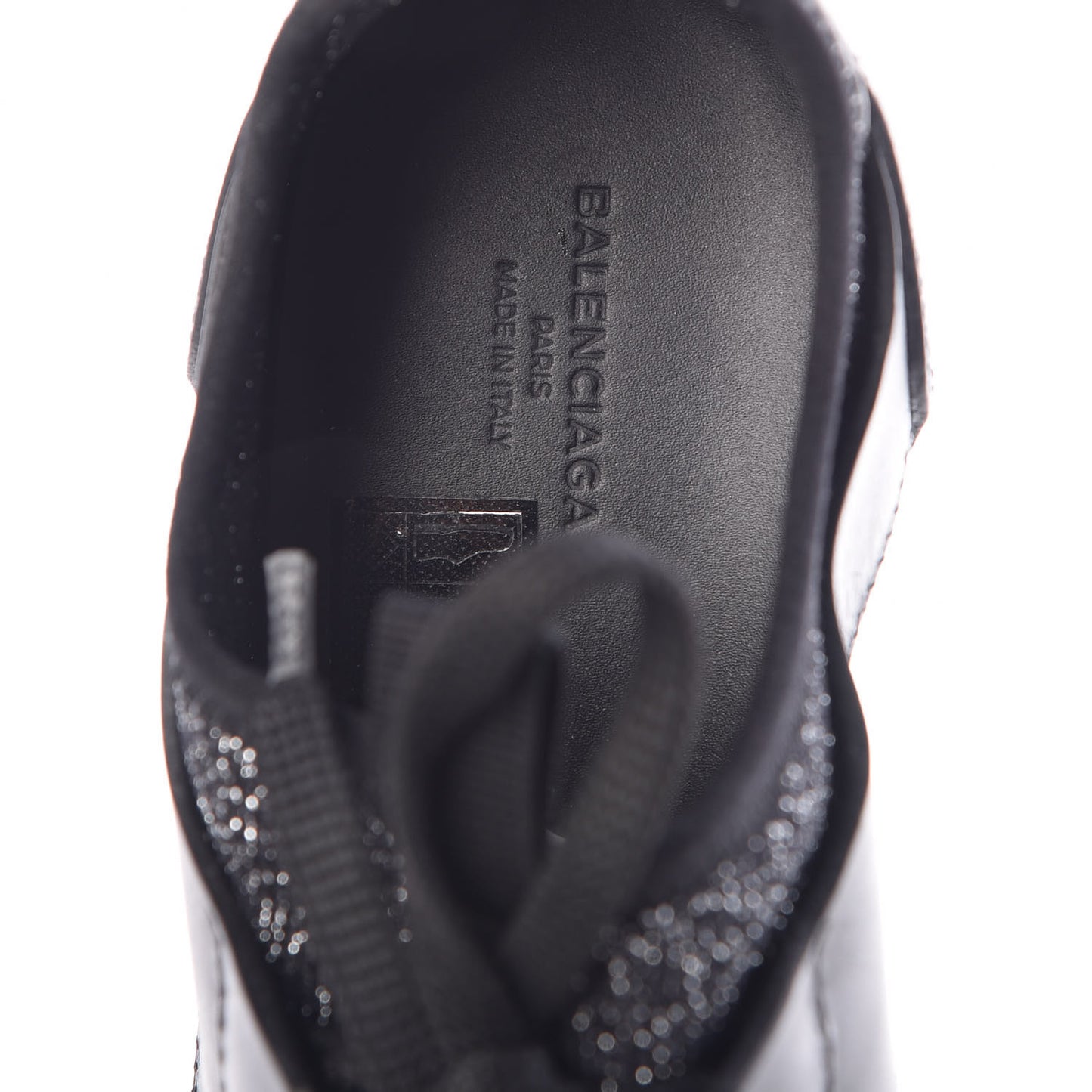 Mesh Lurex Calfskin Womens Race Runner Sneakers 36 Black