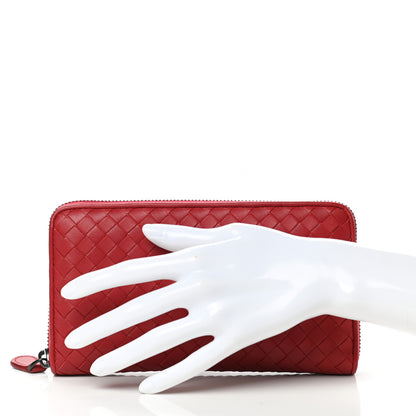 Bottega Veneta Intrecciato Zip Around Wallet Red 2 of 9