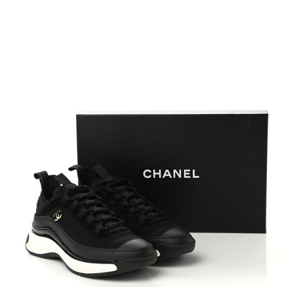 Chanel Velvet Calfskin Mixed Fibers CC Sneakers 37.5 Black 9 of 9