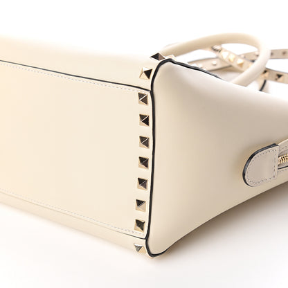 Valentino Garavani Vitello Small Rockstud Double Handle Tote Ivory 8 of 9