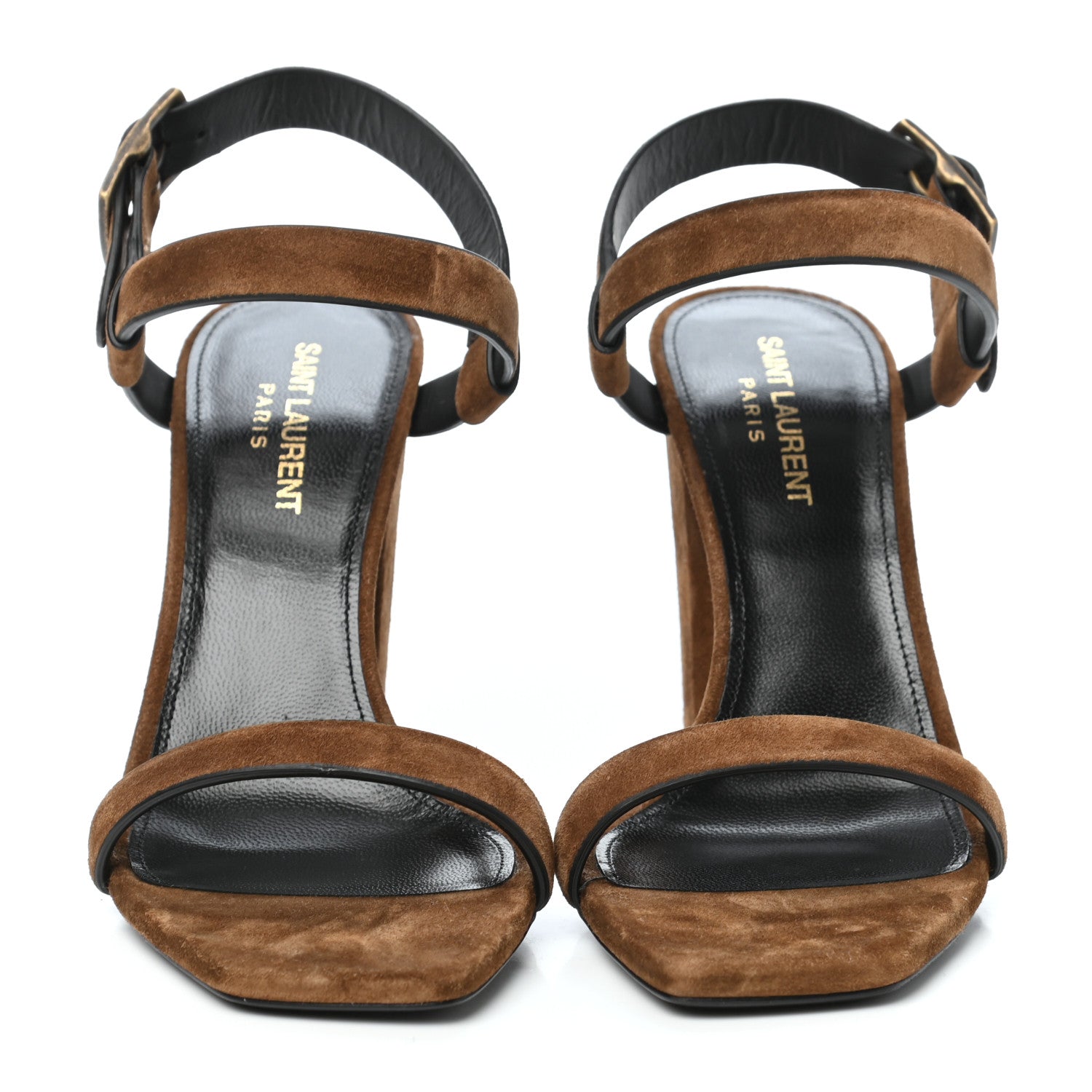 Saint Laurent Suede Oak 100 Ankle Strap Sandals 37.5 Land 2 of 8