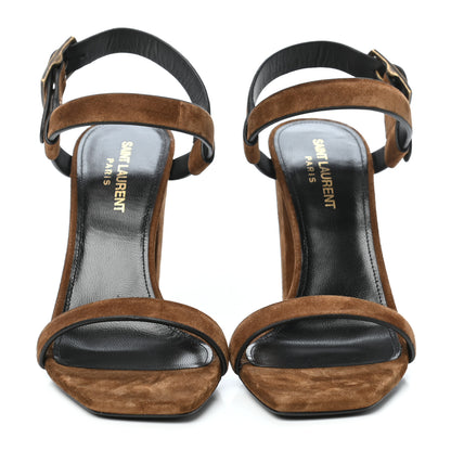 Saint Laurent Suede Oak 100 Ankle Strap Sandals 37.5 Land 2 of 8