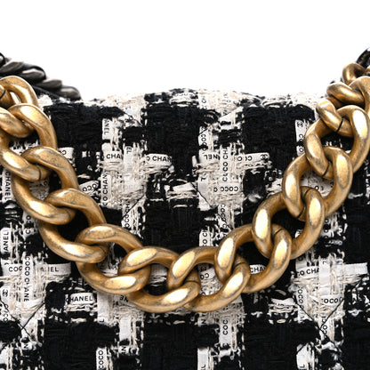 Chanel Tweed Quilted Large Chanel 19 Flap Black Ecru White 7 of 9