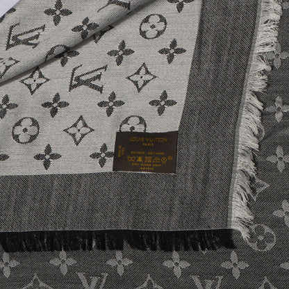 Louis Vuitton Silk Wool Monogram Denim Shawl Black 5 of 5