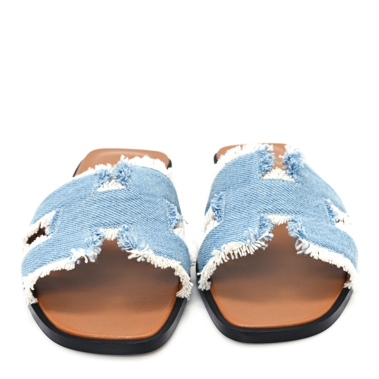 Denim Oran Fringe Sandals 35 Bleu Clair