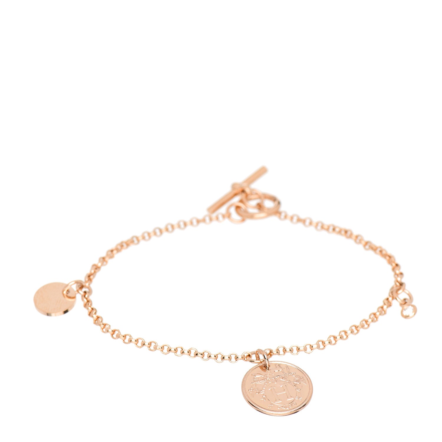 Hermes 18K Rose Gold Diamond PM Ex-Libris Bracelet ST 1 of 5