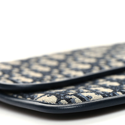 Christian Dior Oblique Flap Pouch Clutch Blue 9 of 10