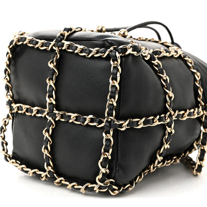 Chanel Lambskin Bucket Chain Drawstring Bag Black 10 of 10