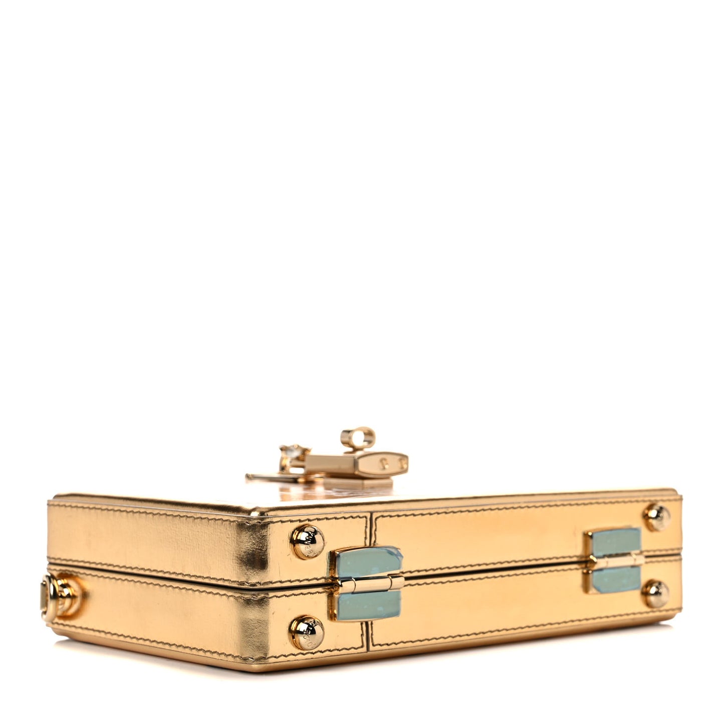 Metallic Calfskin Chocolate Bar Clutch Gold