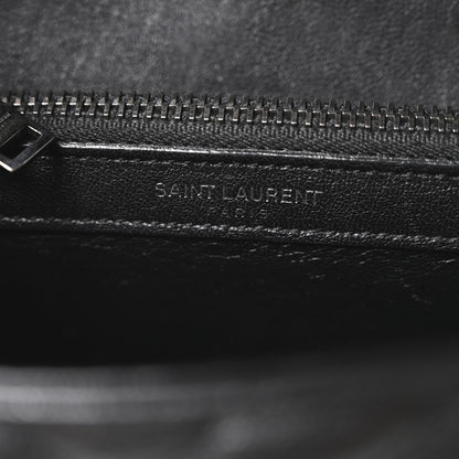 Saint Laurent Sheepskin Matelasse Chevron Monogram Medium College Bag Black 6 of 10