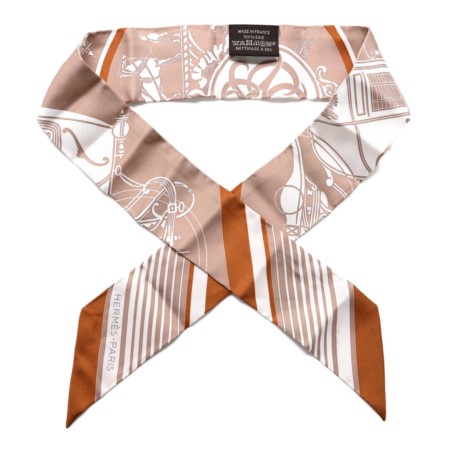 Silk Ex-Libris Twilly Beige White Caramel