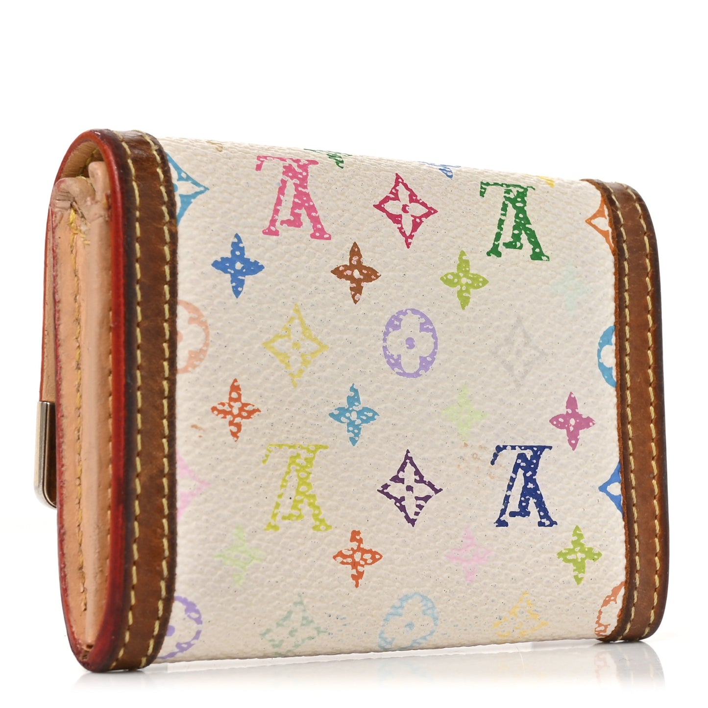 Monogram Multicolor Porte-Monnaie Plat Coin Purse White