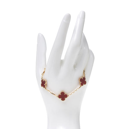 Van Cleef & Arpels 18K Yellow Gold Carnelian 5 Motifs Vintage Alhambra Bracelet 2 of 7