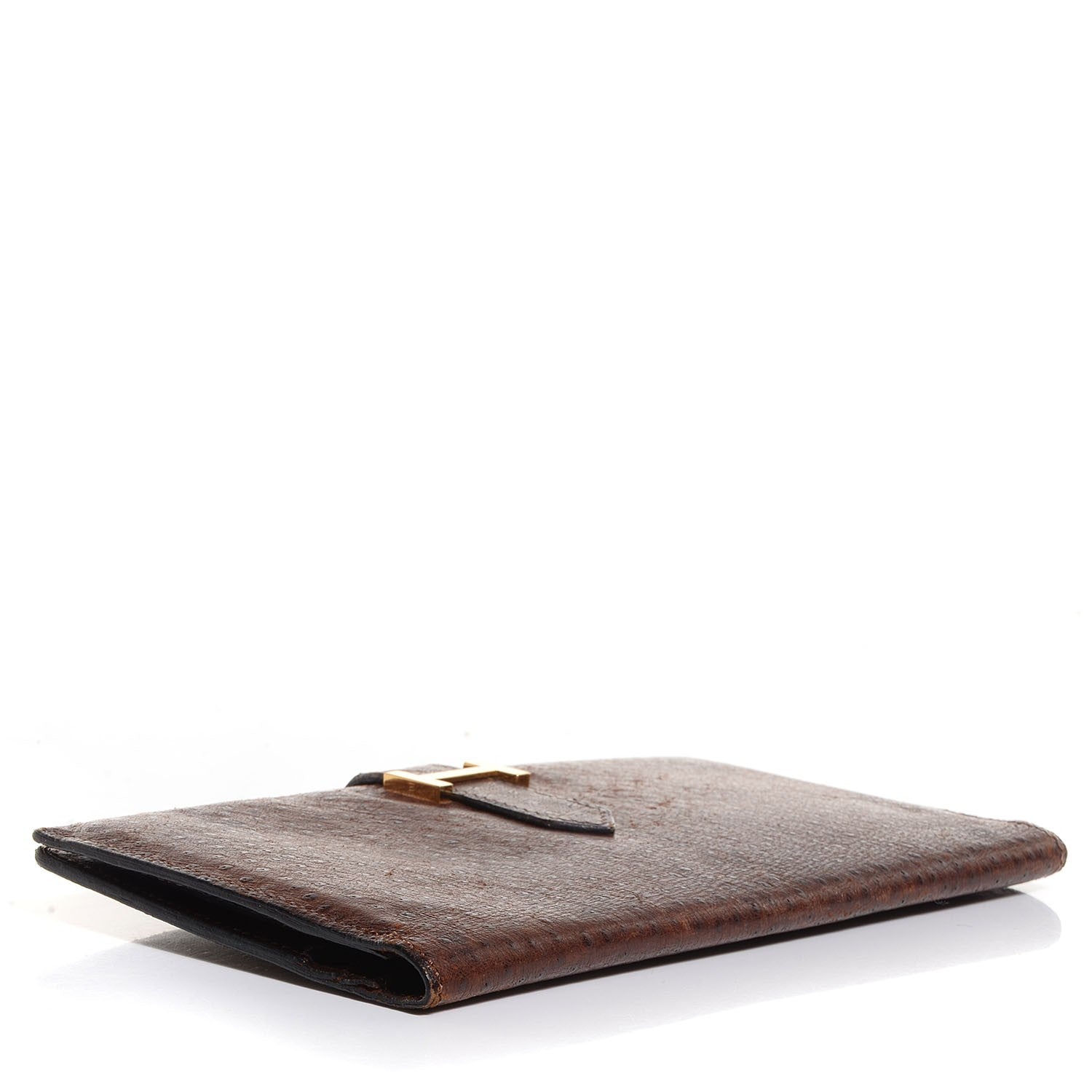 Hermes Ostrich Bearn Wallet Chocolate 4 of 9