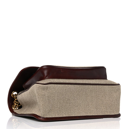 Saint Laurent Cotton Canvas Vintage Calfskin Monogram Medium Niki Chain Satchel Natural Chocolate 1 of 17