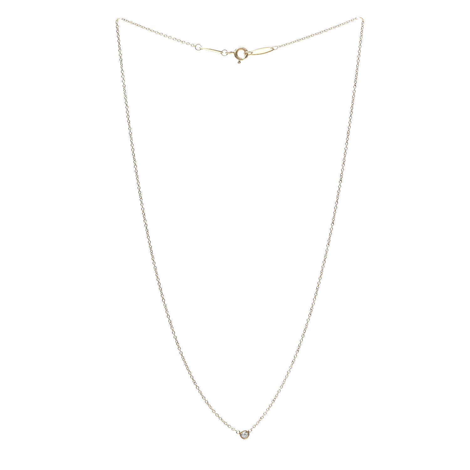 Tiffany 18K Yellow Gold Diamond .05ct Elsa Peretti Diamonds by the Yard Pendant Necklace 3 of 7