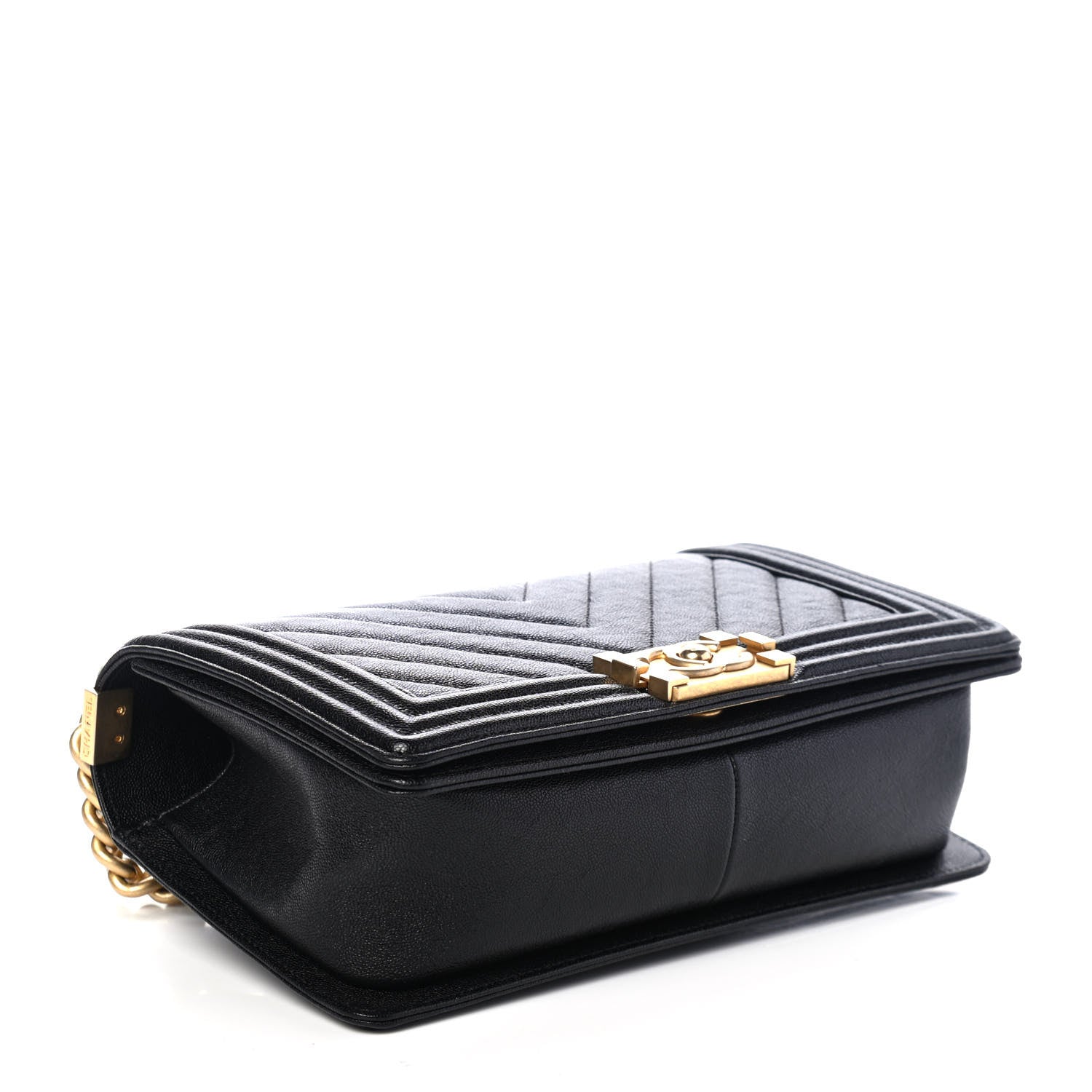 Chanel Caviar Chevron Quilted Medium Boy Flap Black 3 of 4