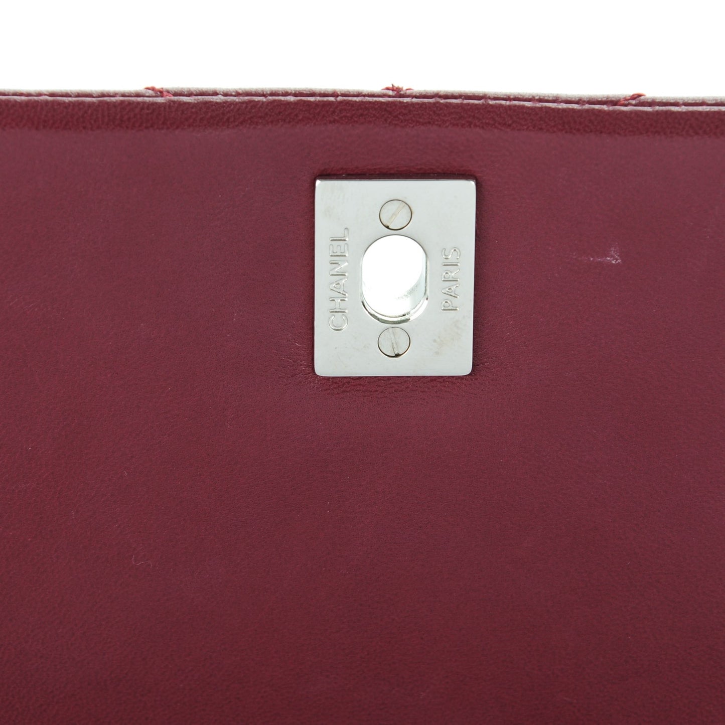 Lambskin Chevron Medium Single Flap Dark Red