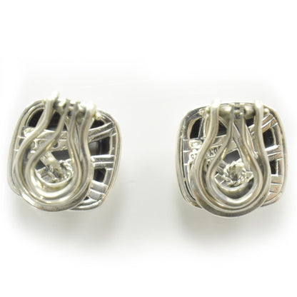 David Yurman Sterling Silver Pave Diamond Grey Mother of Pearl Albion Earrings 2 of 3