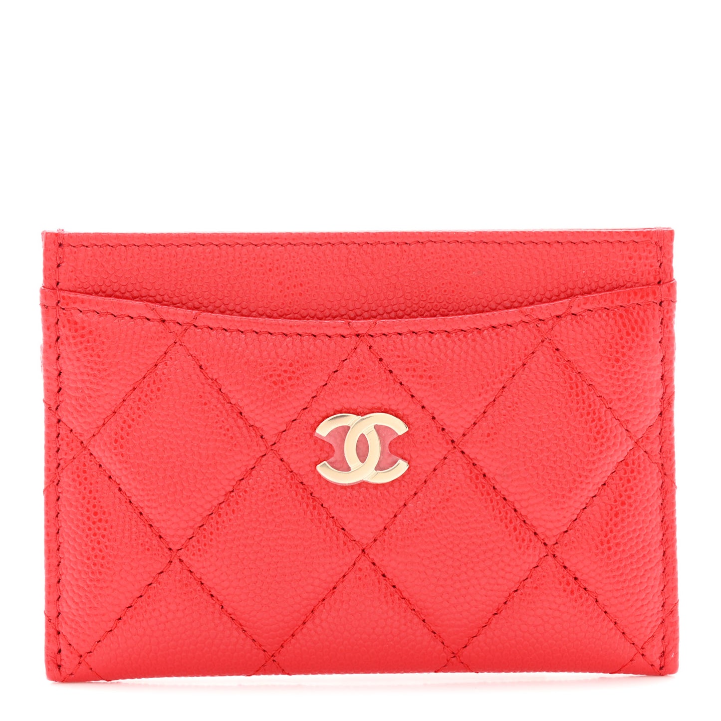 Caviar Quilted Card Holder Red