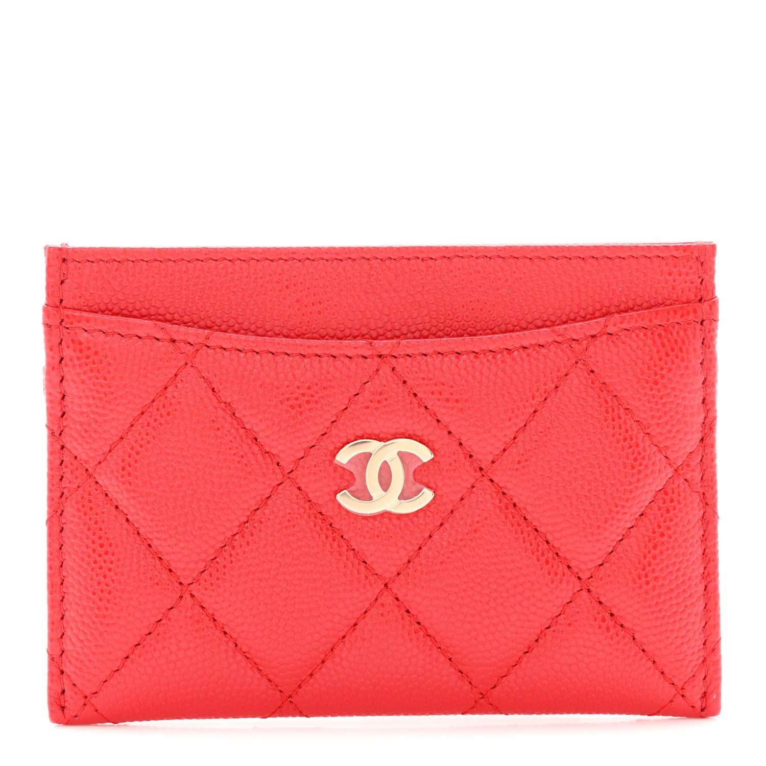 Chanel Caviar Quilted Card Holder Red 1 of 9