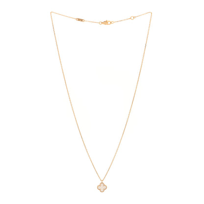 Van Cleef & Arpels 18K Yellow Gold Mother of Pearl Sweet Alhambra Pendant Necklace 3 of 5