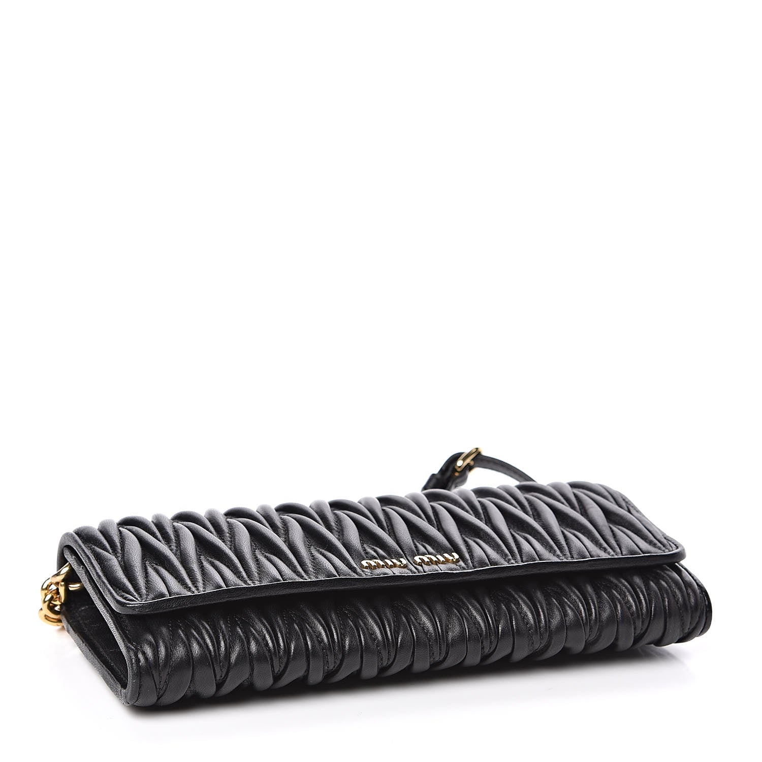 Miu Miu Nappa Matelasse Wallet On Chain Black 4 of 12