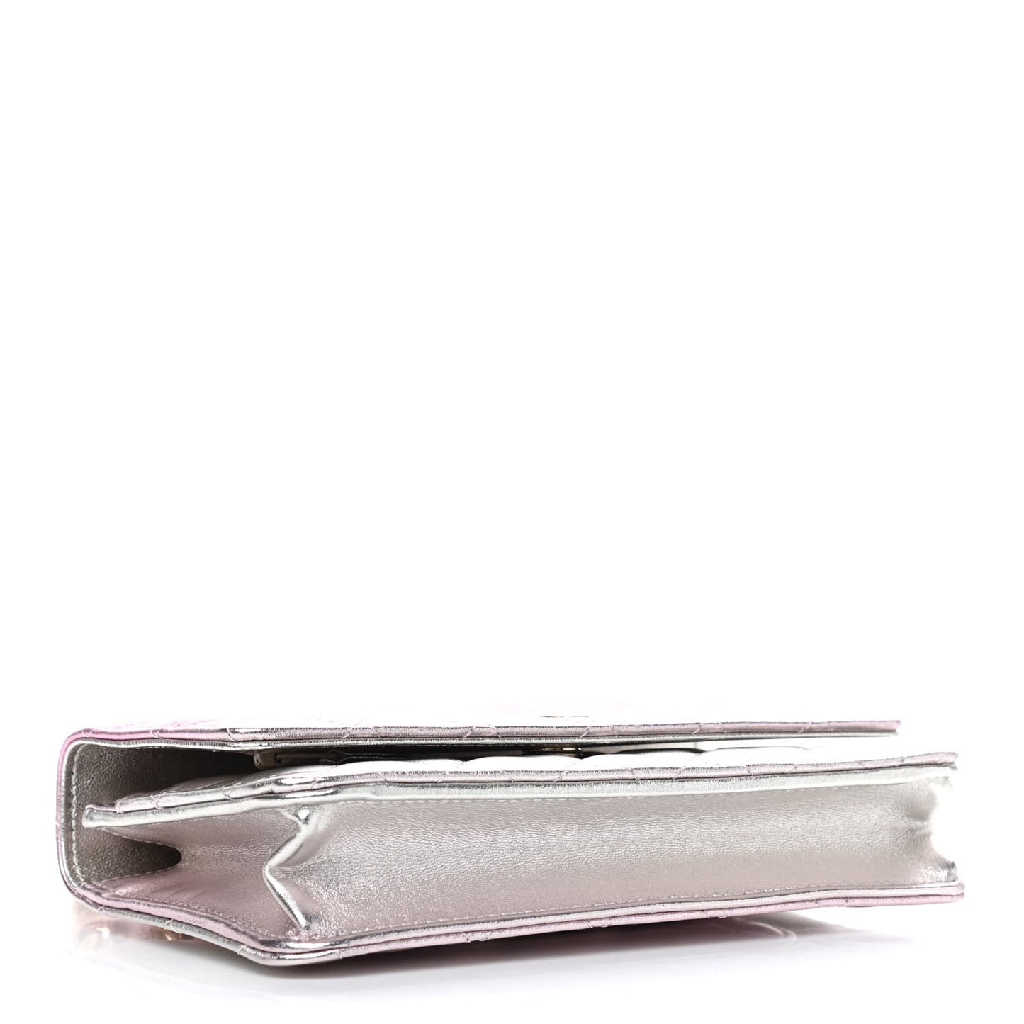 Gradient Metallic Lambskin Quilted Like A Wallet Wallet On Chain WOC Gold Pink
