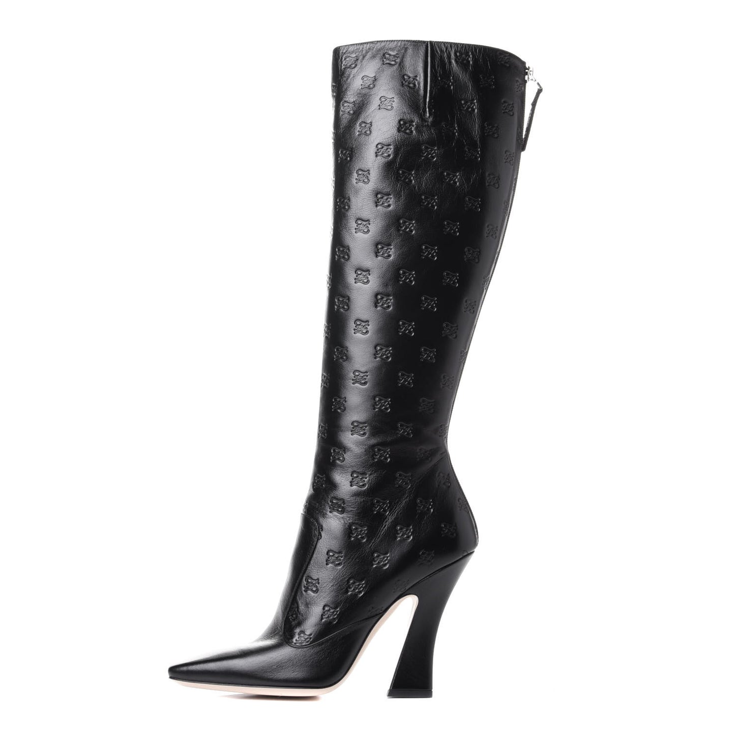 Vitello Karligraphy Embossed FFreedom Knee High Boots 39 Black