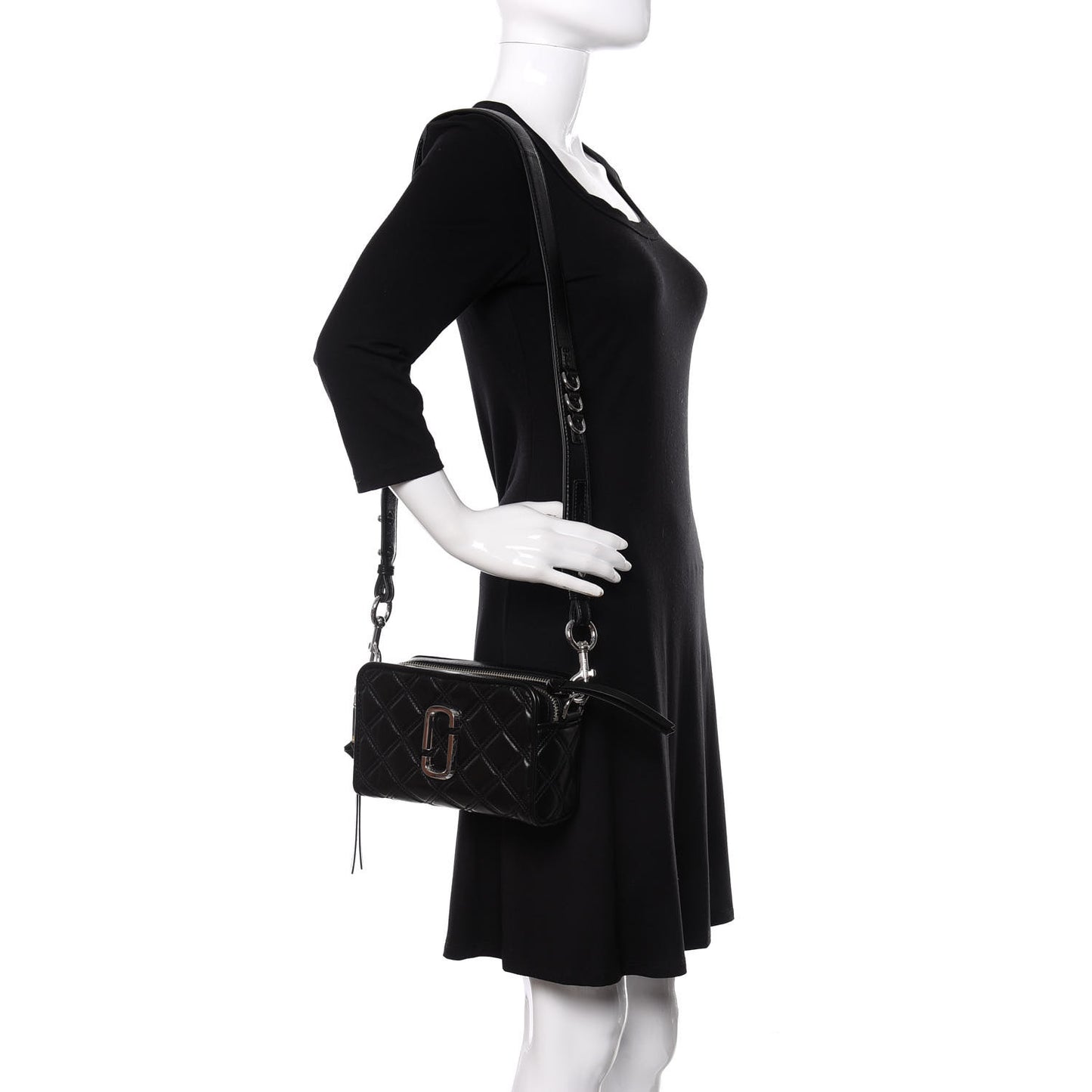 Natural Grain Calfskin Quilted The Softshot 21 Bag Black