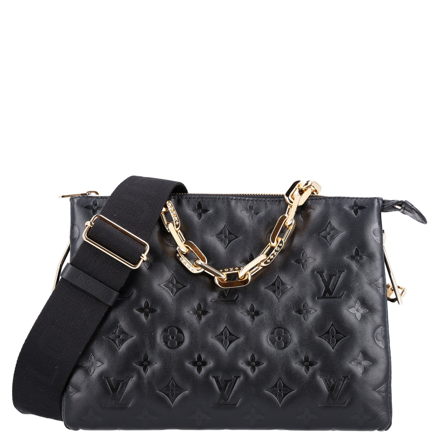 Lambskin Embossed Monogram Coussin PM Black