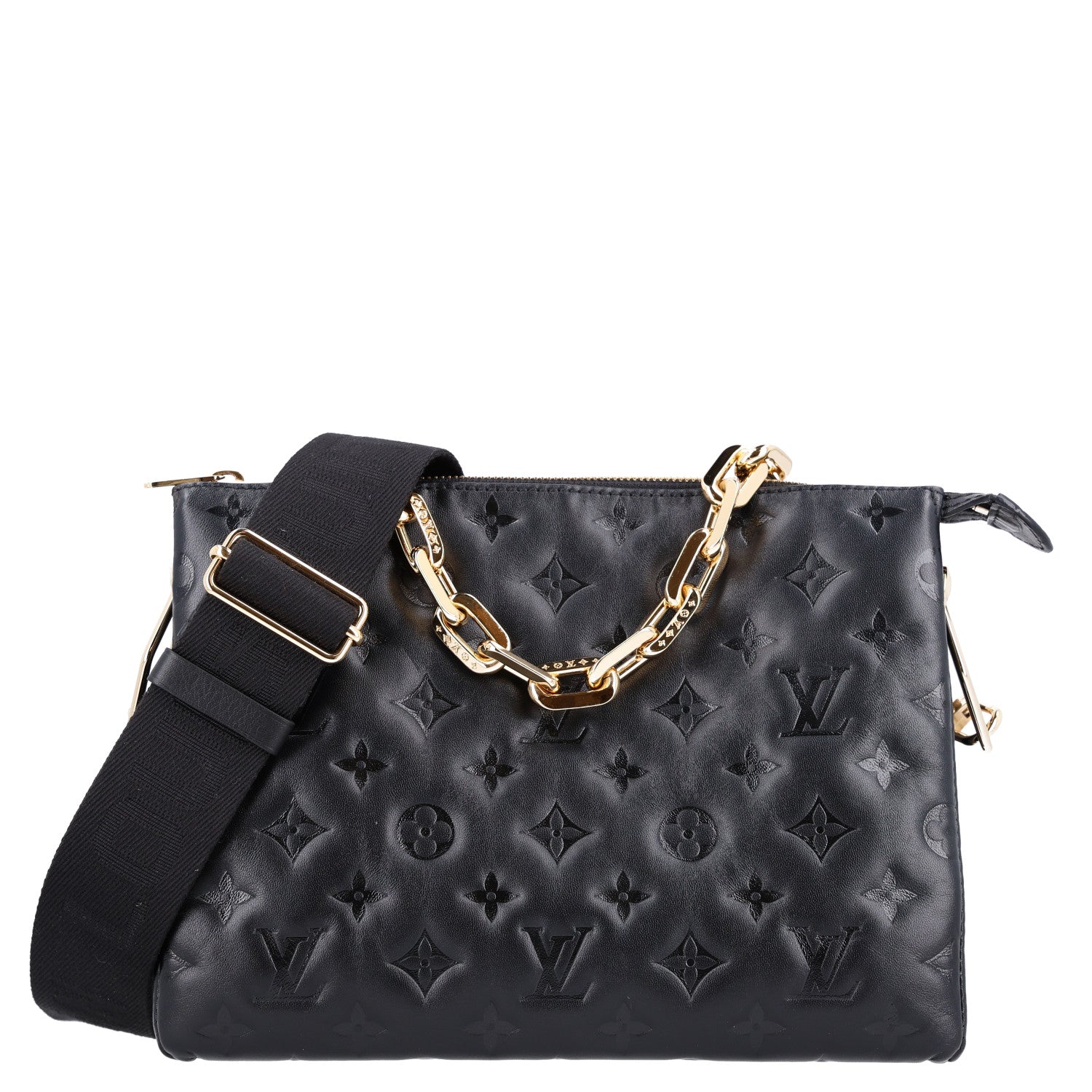 Louis Vuitton Lambskin Embossed Monogram Coussin PM Black 1 of 11