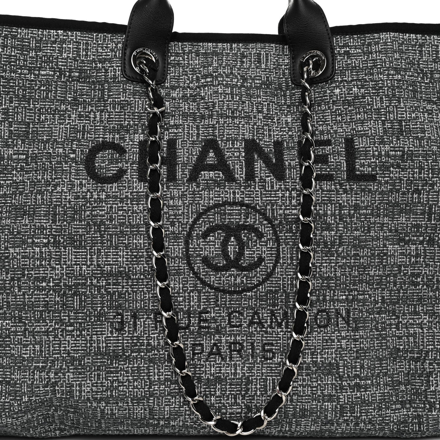 Chanel Mixed Fibers Extra Large Deauville Tote Charcoal 8 of 11