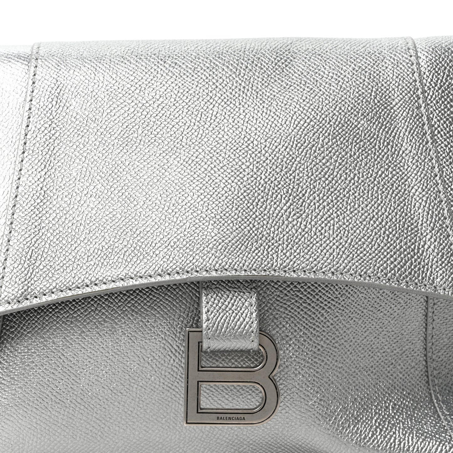 Metallic Soft Textured Calfskin Small Downtown Shoulder Bag Silver