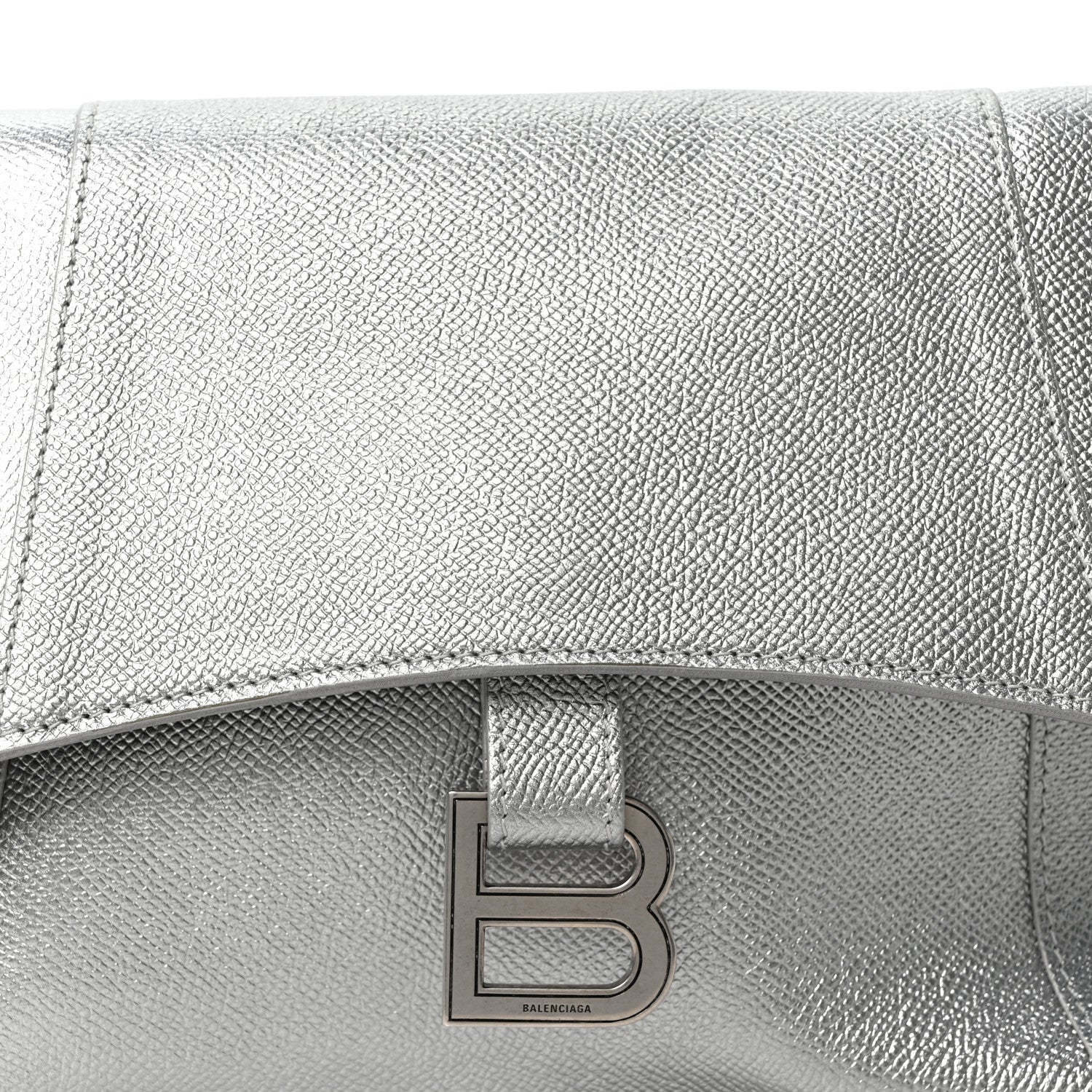 Balenciaga Metallic Soft Textured Calfskin Small Downtown Shoulder Bag Silver 7 of 9
