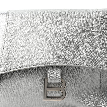 Balenciaga Metallic Soft Textured Calfskin Small Downtown Shoulder Bag Silver 7 of 9