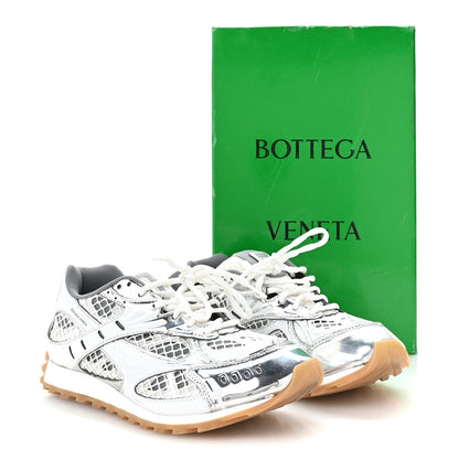 Bottega Veneta Calfskin Fishnet Fabric Orbit Sneakers 40 Silver White 9 of 9