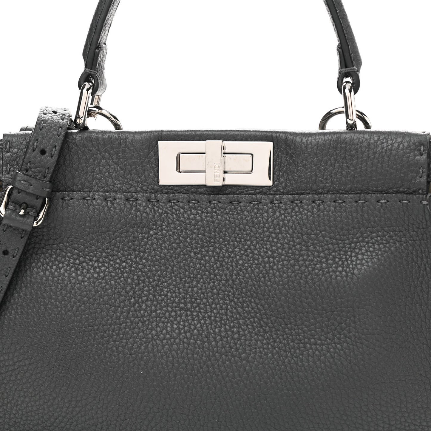 Cuoio Romano Selleria Bi-Color Medium Peekaboo Iconic Satchel Asfalto Latte