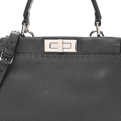 Fendi Cuoio Romano Selleria Bi-Color Medium Peekaboo Iconic Satchel Asfalto Latte 9 of 12