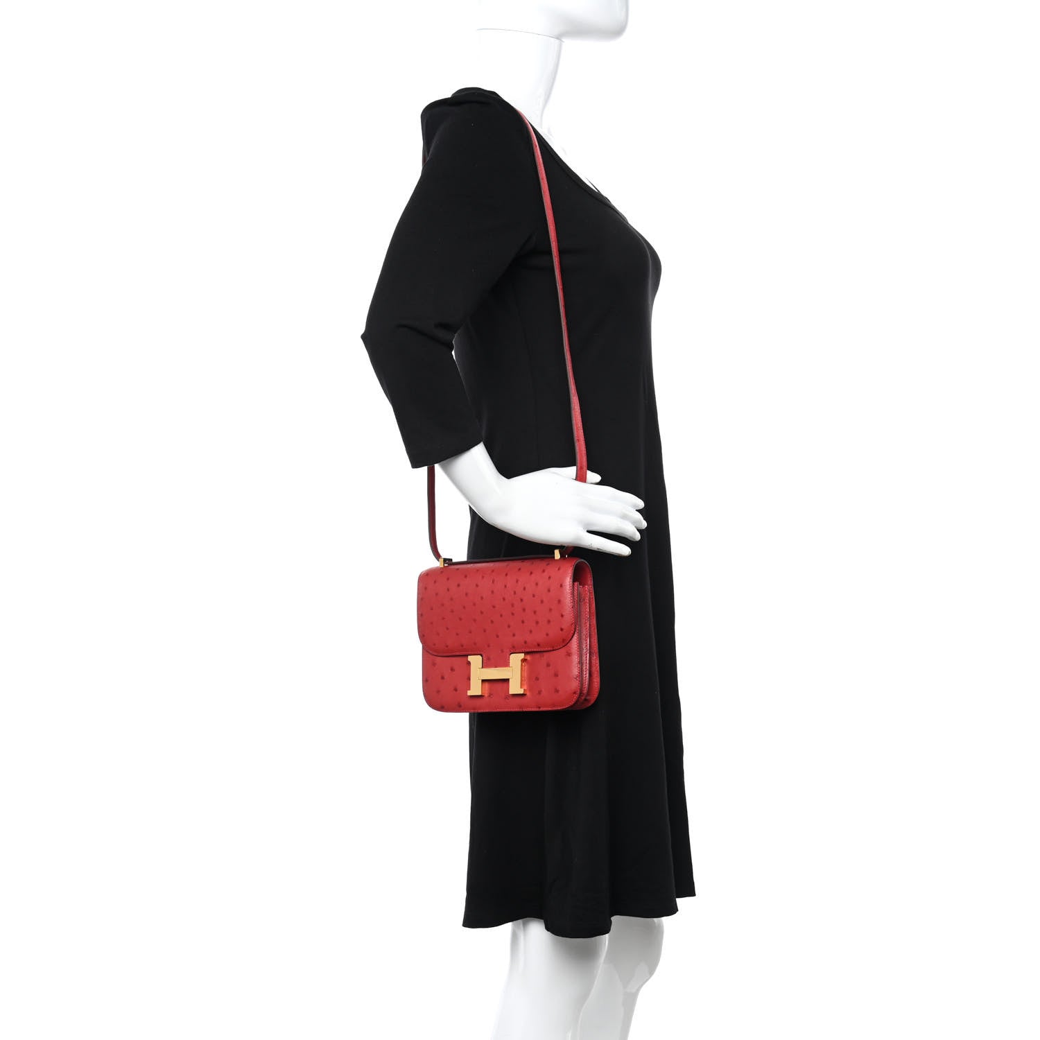 Hermes Ostrich Constance 18 Rouge Vif 2 of 9