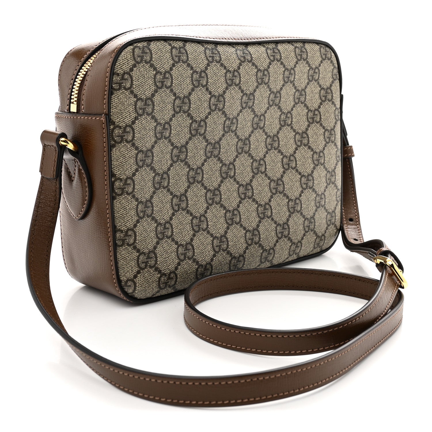 Gucci GG Supreme Monogram Small Horsebit 1955 Shoulder Bag Beige Brown Sugar 3 of 10